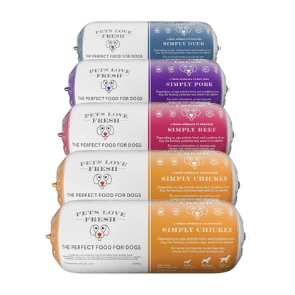 Healthy & Tasty Fresh Dog Food by Pets Love Fresh - 100% Natural - Real British Meat - Zero Preservatives - SimHealthy & Tasty Fresh Dog Food by Pets Love Fresh - 100% Natural - Real British Meat - Zero Preservatives - Simply Chicken (5 x 600g chub rolls) - Sayby’s