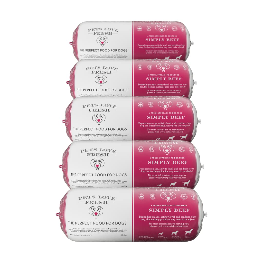 Healthy & Tasty Fresh Dog Food by Pets Love Fresh - 100% Natural - Real British Meat - Zero Preservatives - SimHealthy & Tasty Fresh Dog Food by Pets Love Fresh - 100% Natural - Real British Meat - Zero Preservatives - Simply Chicken (5 x 600g chub rolls) - Sayby’s