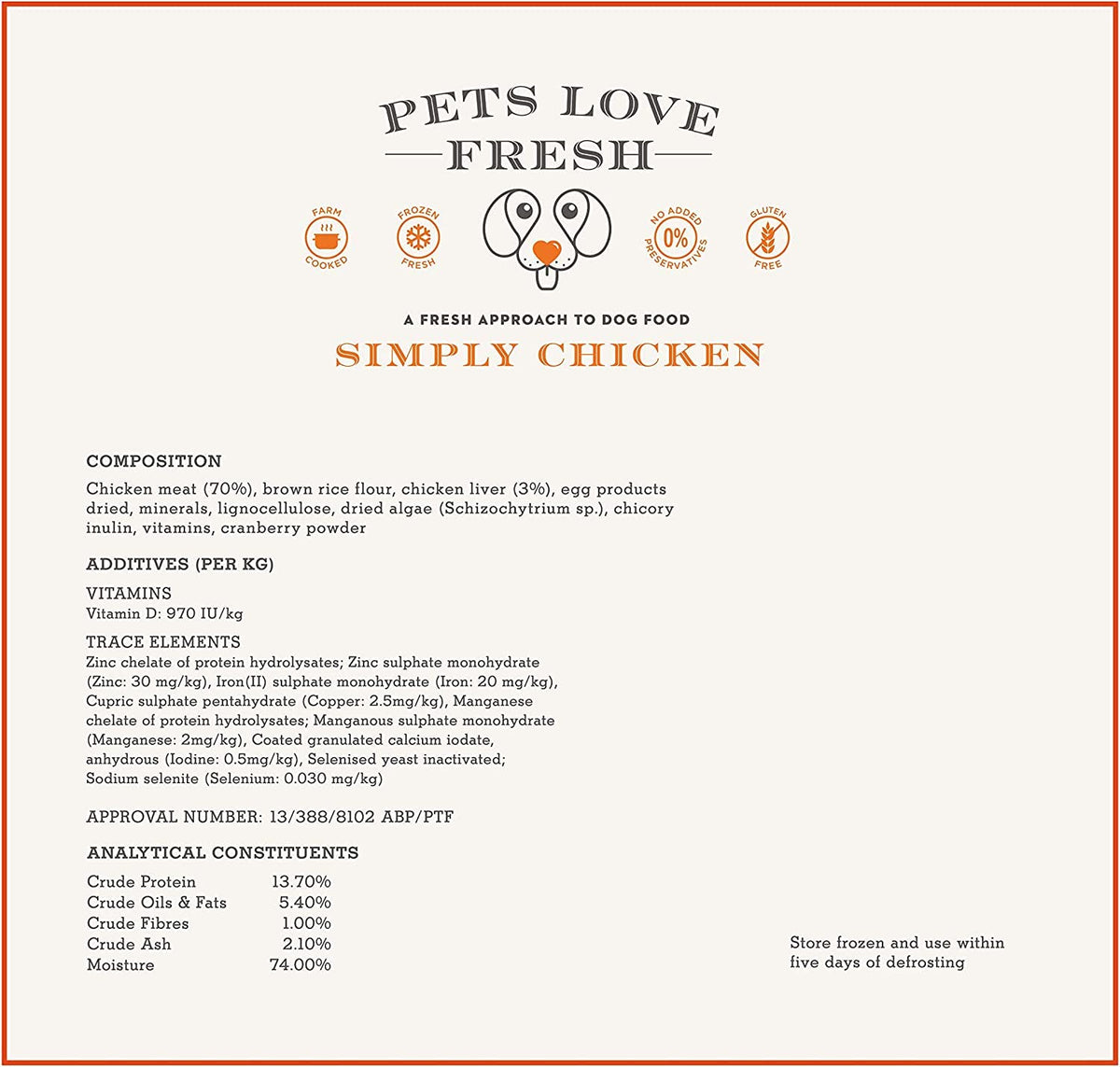 Healthy & Tasty Fresh Dog Food by Pets Love Fresh - 100% Natural - Real British Meat - Zero Preservatives - SimHealthy & Tasty Fresh Dog Food by Pets Love Fresh - 100% Natural - Real British Meat - Zero Preservatives - Simply Chicken (5 x 600g chub rolls) - Sayby’s