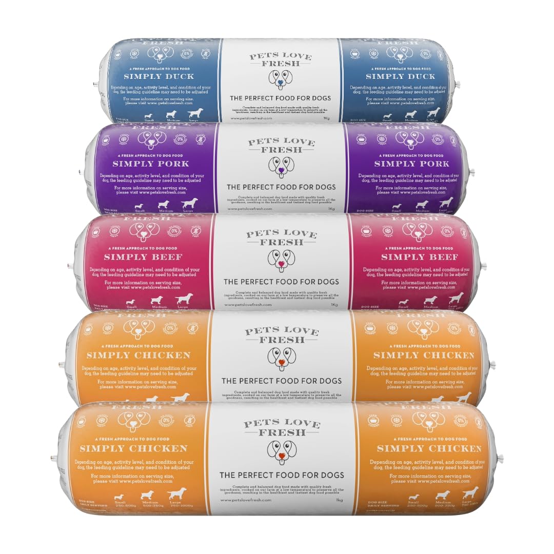 Healthy & Tasty Fresh Dog Food by Pets Love Fresh - 100% Natural - Real British Meat - Zero Preservatives - SimHealthy & Tasty Fresh Dog Food by Pets Love Fresh - 100% Natural - Real British Meat - Zero Preservatives - Simply Chicken (5 x 600g chub rolls) - Sayby’s