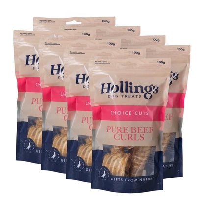 Hollings Beef Curls Dog Treats, All Natural Grain Free & Easily Digestible Air Dried Treats for Adult Dogs, Made From 100% Beef Trachea, 100 g - Sayby’s