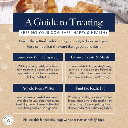 Hollings Beef Curls Dog Treats, All Natural Grain Free & Easily Digestible Air Dried Treats for Adult Dogs, Made From 100% Beef Trachea, 100 g - Sayby’s