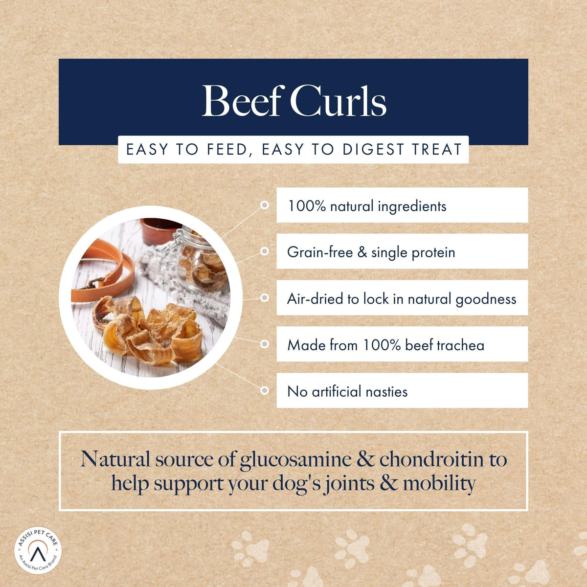 Hollings Beef Curls Dog Treats, All Natural Grain Free & Easily Digestible Air Dried Treats for Adult Dogs, Made From 100% Beef Trachea, 100 g - Sayby’s