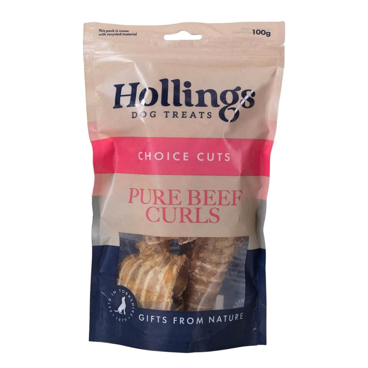 Hollings Beef Curls Dog Treats, All Natural Grain Free & Easily Digestible Air Dried Treats for Adult Dogs, Made From 100% Beef Trachea, 100 g - Sayby’s