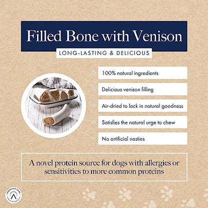 Hollings Filled Bone with Venison Dog Chew, Delicious, Air Dried Long Lasting Bone for Adult Dogs, Made with 100% Natural Ingredients (1 Count) - Sayby’s