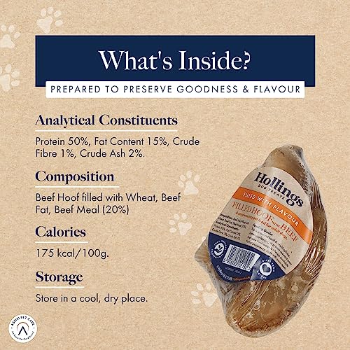 Hollings Filled Hoof with Beef Dog Treat, 100% Natural, Air Dried Long Lasting & Durable Cow Hoof Chew for Adult Dogs, High in Protein (1 Pack) - Sayby’s