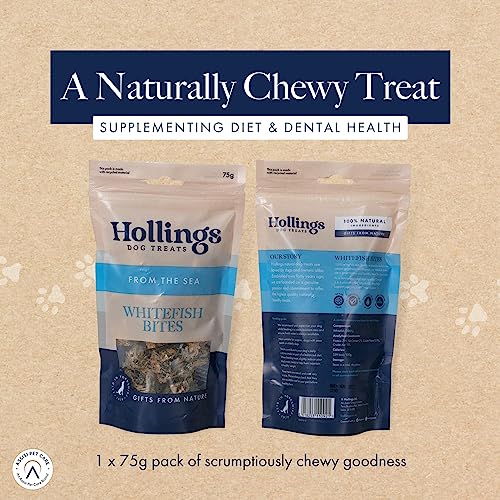Hollings Whitefish Bites Dog Treats, 100% Natural with Fresh Fish Air Dried Healthy Treats for Dogs, Hypoallergenic and Grain Free (75g) - Sayby’s