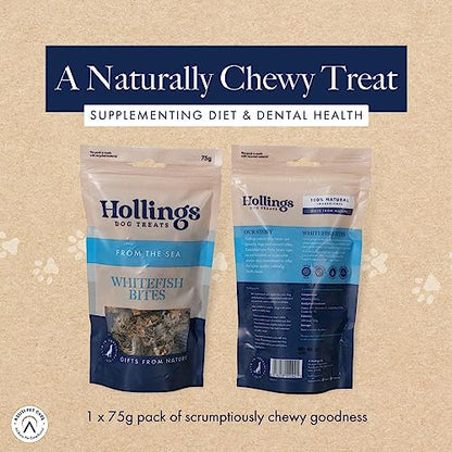 Hollings Whitefish Bites Dog Treats, 100% Natural with Fresh Fish Air Dried Healthy Treats for Dogs, Hypoallergenic and Grain Free (75g) - Sayby’s