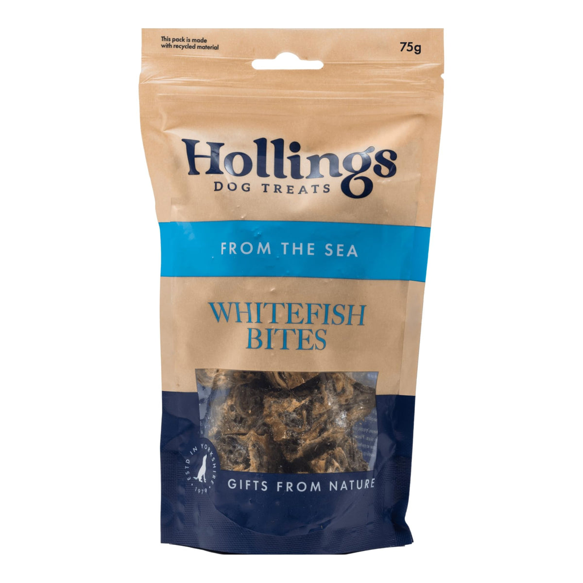Hollings Whitefish Bites Dog Treats, 100% Natural with Fresh Fish Air Dried Healthy Treats for Dogs, Hypoallergenic and Grain Free (75g) - Sayby’s