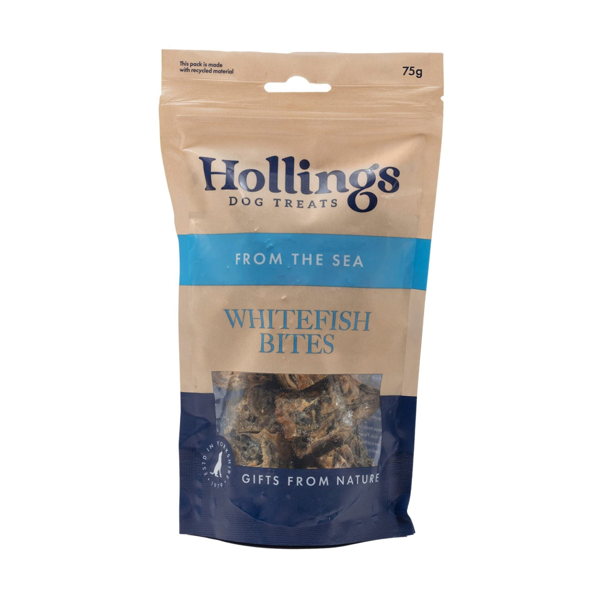 Hollings Whitefish Bites Dog Treats, 100% Natural with Fresh Fish Air Dried Healthy Treats for Dogs, Hypoallergenic and Grain Free (75g) - Sayby’s