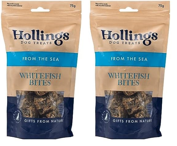 Hollings Whitefish Bites Dog Treats, 100% Natural with Fresh Fish Air Dried Healthy Treats for Dogs, Hypoallergenic and Grain Free (75g) - Sayby’s