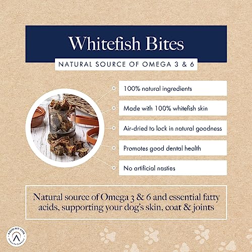 Hollings Whitefish Bites Dog Treats, 100% Natural with Fresh Fish Air Dried Healthy Treats for Dogs, Hypoallergenic and Grain Free (75g) - Sayby’s