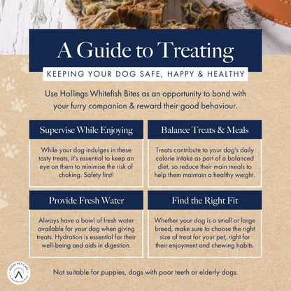 Hollings Whitefish Bites Dog Treats, 100% Natural with Fresh Fish Air Dried Healthy Treats for Dogs, Hypoallergenic and Grain Free (75g) - Sayby’s