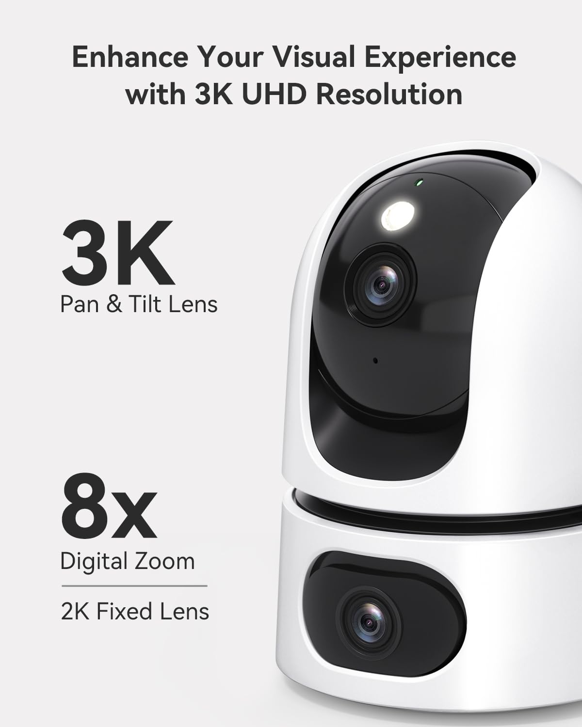 Imou Dual-Lens 2K+2K Indoor Security Camera, House Security Camera 360°Full Coverage, Pet Baby Camera with APP, Color Night Vision, Human/Pet/Sound/Motion Detection, Siren Spotlight, 2.4GHz Only - Sayby’s
