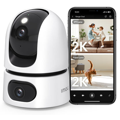 Imou Dual-Lens 2K+2K Indoor Security Camera, House Security Camera 360°Full Coverage, Pet Baby Camera with APP, Color Night Vision, Human/Pet/Sound/Motion Detection, Siren Spotlight, 2.4GHz Only - Sayby’s
