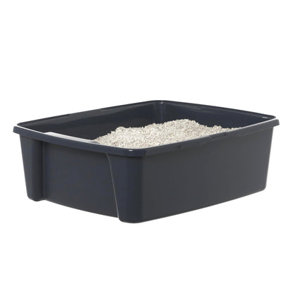 Iris Ohyama Cat Litter Tray with Scoop, Grey, Easy to Clean, Cat Litter Box, Detachable Spill Preventing Walls, For Kittens, Adult Cats, Rabbits, BPA Free, Open Top, Modern, CLH-12 - Sayby’s