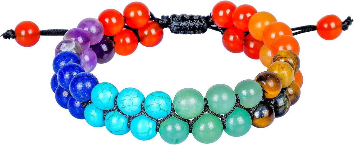 JAGPAROVA Chakra Bracelet - Good Luck Crystals - Gemstone Bracelets - Crystals Bracelet - Beaded Bracelets - Crystals And Gemstones - Chakra Crystal Bracelet - Reiki Gifts (seven chakra Double layer) - Sayby’s