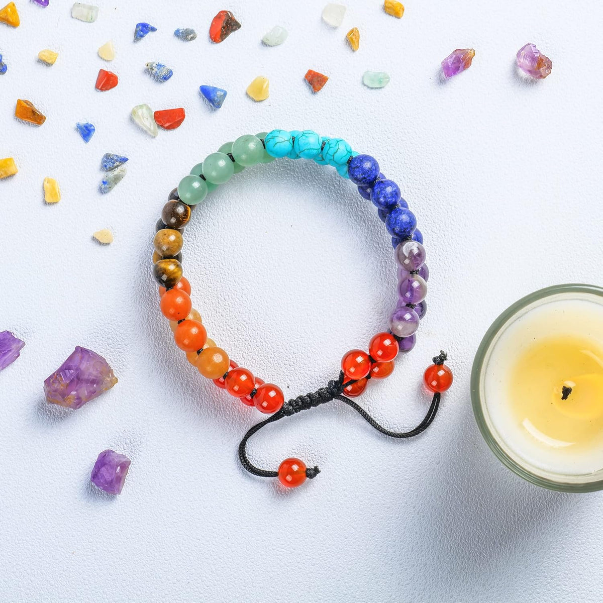 JAGPAROVA Chakra Bracelet - Good Luck Crystals - Gemstone Bracelets - Crystals Bracelet - Beaded Bracelets - Crystals And Gemstones - Chakra Crystal Bracelet - Reiki Gifts (seven chakra Double layer) - Sayby’s