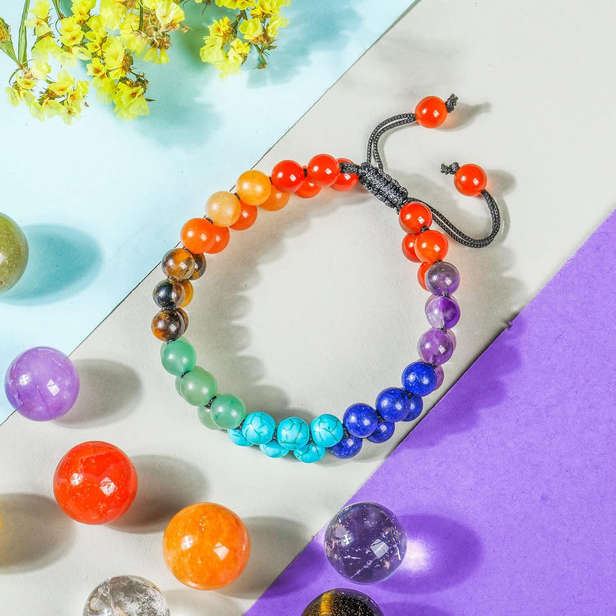 JAGPAROVA Chakra Bracelet - Good Luck Crystals - Gemstone Bracelets - Crystals Bracelet - Beaded Bracelets - Crystals And Gemstones - Chakra Crystal Bracelet - Reiki Gifts (seven chakra Double layer) - Sayby’s