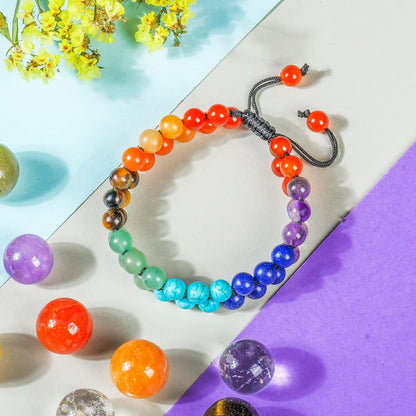 JAGPAROVA Chakra Bracelet - Good Luck Crystals - Gemstone Bracelets - Crystals Bracelet - Beaded Bracelets - Crystals And Gemstones - Chakra Crystal Bracelet - Reiki Gifts (seven chakra Double layer) - Sayby’s