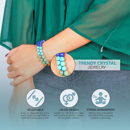 JAGPAROVA Chakra Bracelet - Good Luck Crystals - Gemstone Bracelets - Crystals Bracelet - Beaded Bracelets - Crystals And Gemstones - Chakra Crystal Bracelet - Reiki Gifts (seven chakra Double layer) - Sayby’s