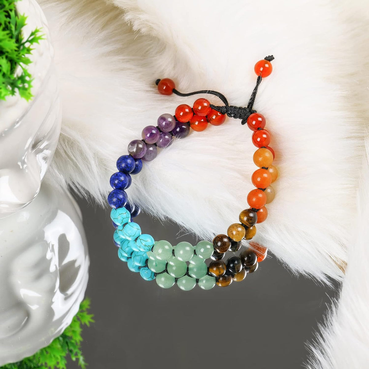 JAGPAROVA Chakra Bracelet - Good Luck Crystals - Gemstone Bracelets - Crystals Bracelet - Beaded Bracelets - Crystals And Gemstones - Chakra Crystal Bracelet - Reiki Gifts (seven chakra Double layer) - Sayby’s