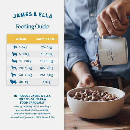 James & Ella Complete Freeze-Dried Raw Dog Food ❘ Free Run Chicken ❘ Freeze-Dried Dog Food, Packed with Protein, Essential Oils & Minerals for Happy, Healthy Dogs, Lightweight & Gluten Free (500g) - Sayby’s