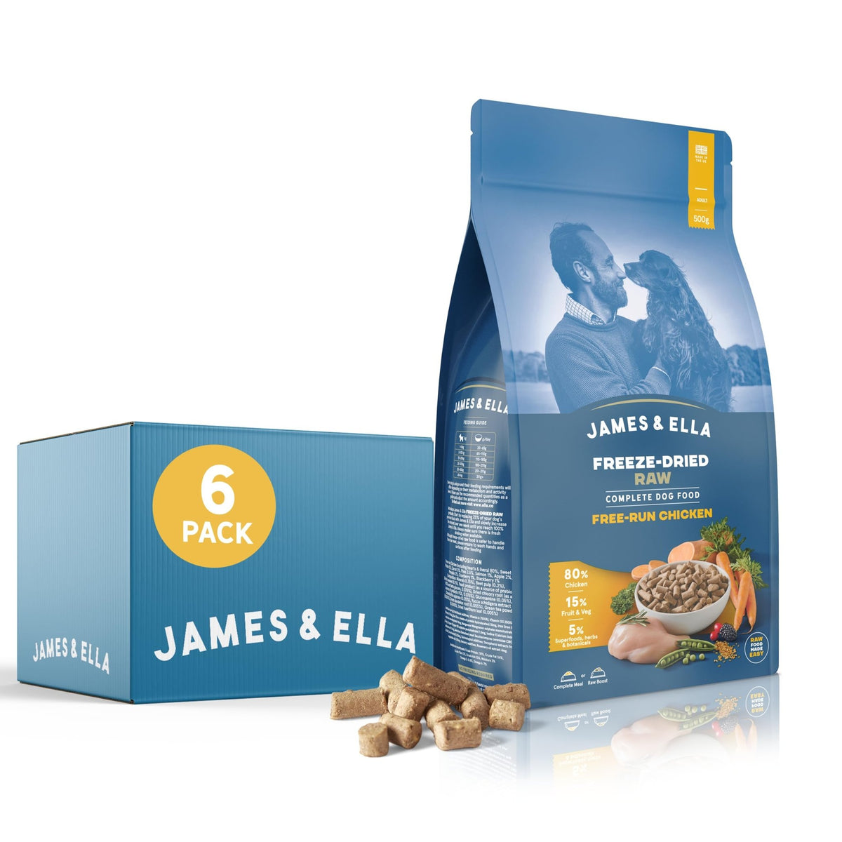 James & Ella Complete Freeze-Dried Raw Dog Food ❘ Free Run Chicken ❘ Freeze-Dried Dog Food, Packed with Protein, Essential Oils & Minerals for Happy, Healthy Dogs, Lightweight & Gluten Free (500g) - Sayby’s