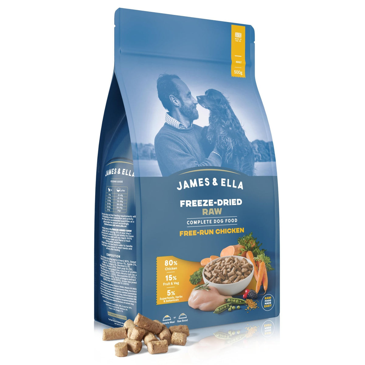 James & Ella Complete Freeze-Dried Raw Dog Food ❘ Free Run Chicken ❘ Freeze-Dried Dog Food, Packed with Protein, Essential Oils & Minerals for Happy, Healthy Dogs, Lightweight & Gluten Free (500g) - Sayby’s