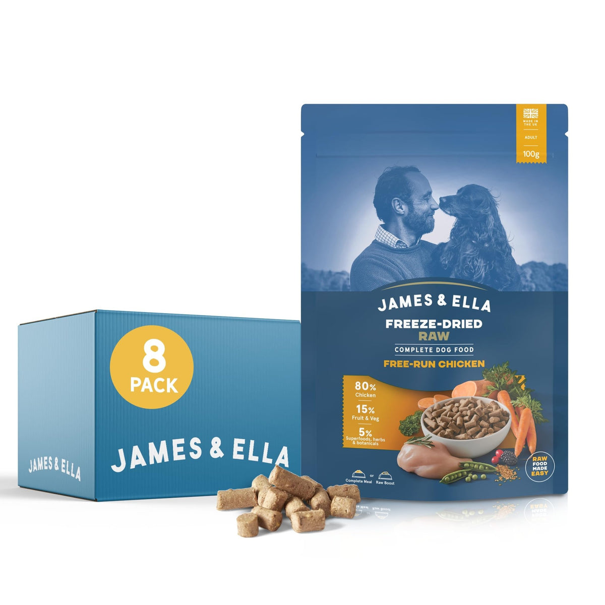 James & Ella Complete Freeze-Dried Raw Dog Food ❘ Free Run Chicken ❘ Freeze-Dried Dog Food, Packed with Protein, Essential Oils & Minerals for Happy, Healthy Dogs, Lightweight & Gluten Free (500g) - Sayby’s
