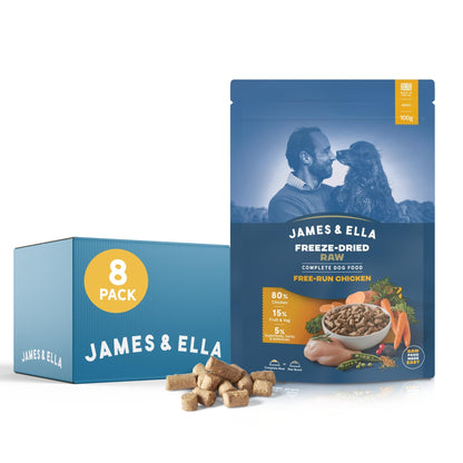 James & Ella Complete Freeze-Dried Raw Dog Food ❘ Free Run Chicken ❘ Freeze-Dried Dog Food, Packed with Protein, Essential Oils & Minerals for Happy, Healthy Dogs, Lightweight & Gluten Free (500g) - Sayby’s