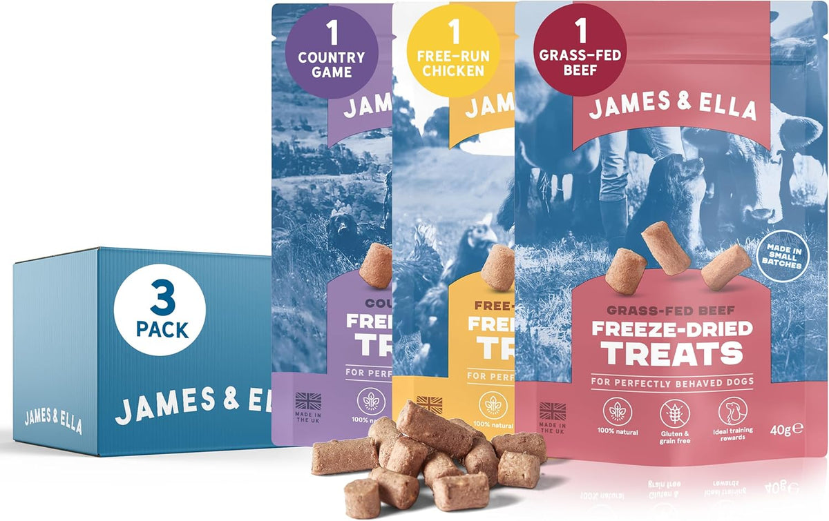 James & Ella Freeze-Dried Dog Treats (40g) ❘ Delicious Country Game Freeze-Dried Dog Treats, Packed with Protein, Essential Oils & Minerals for Happy, Healthy Dogs, Lightweight & Gluten Free - Sayby’s