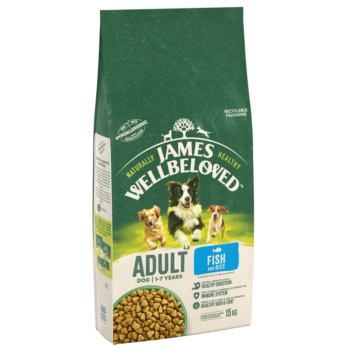 JAMES WELLBELOVED - Hypoallergenic Adult Dry Dog Food - 15 kg - Turkey & Rice - Bulk Dog Food Pack - Sayby’s