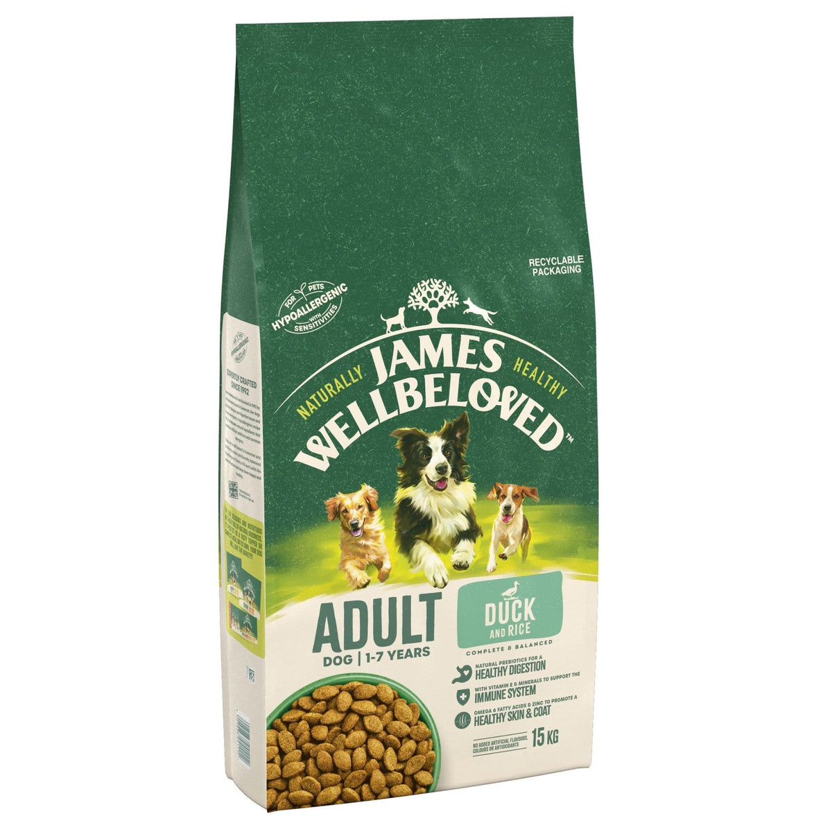 JAMES WELLBELOVED - Hypoallergenic Adult Dry Dog Food - 15 kg - Turkey & Rice - Bulk Dog Food Pack - Sayby’s