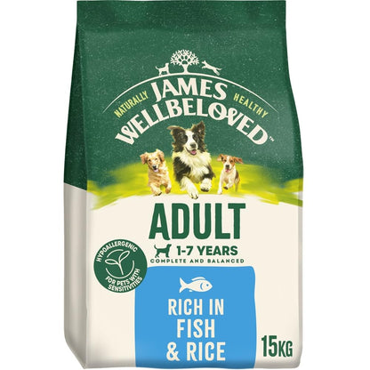 JAMES WELLBELOVED - Hypoallergenic Adult Dry Dog Food - 15 kg - Turkey & Rice - Bulk Dog Food Pack - Sayby’s
