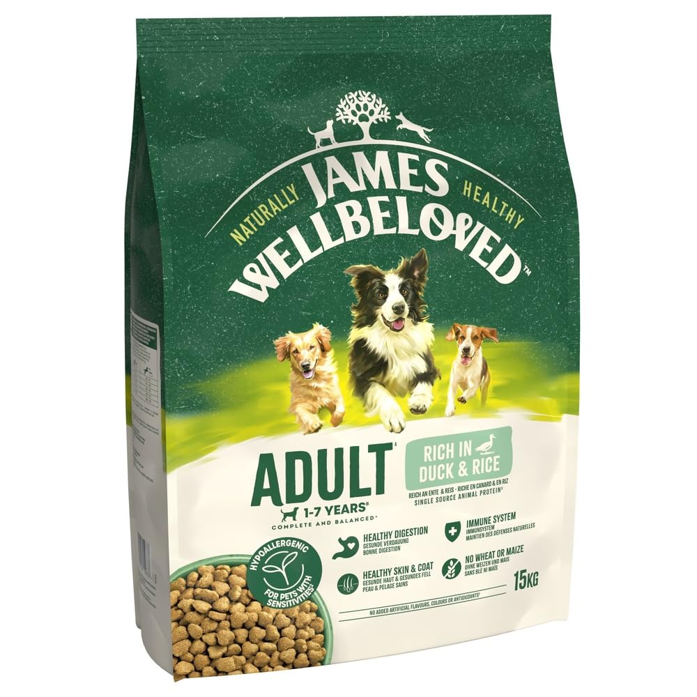 JAMES WELLBELOVED - Hypoallergenic Adult Dry Dog Food - 15 kg - Turkey & Rice - Bulk Dog Food Pack - Sayby’s