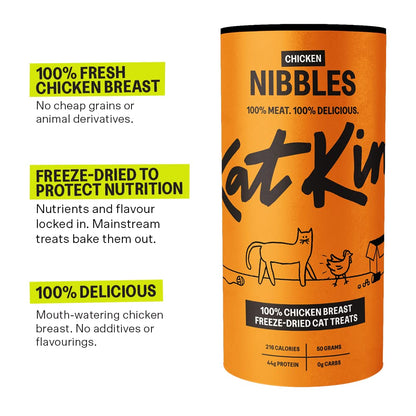 KatKin Chicken Nibbles (50g Tube): 100% Breast Freeze-Dried Cat Treats – Delicious Fresh Chicken; Freeze-Dried to Protect Nutrition; Made in the UK for Cats and Kittens - Sayby’s