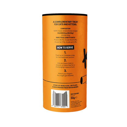 KatKin Chicken Nibbles (50g Tube): 100% Breast Freeze-Dried Cat Treats – Delicious Fresh Chicken; Freeze-Dried to Protect Nutrition; Made in the UK for Cats and Kittens - Sayby’s