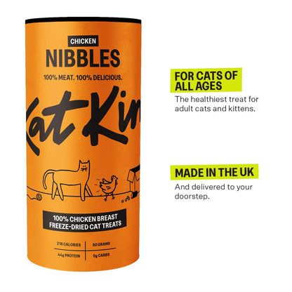 KatKin Chicken Nibbles (50g Tube): 100% Breast Freeze-Dried Cat Treats – Delicious Fresh Chicken; Freeze-Dried to Protect Nutrition; Made in the UK for Cats and Kittens - Sayby’s