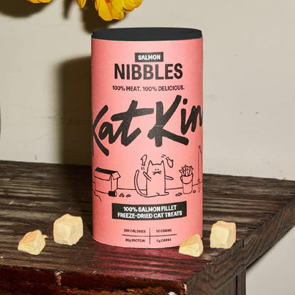 KatKin Salmon Nibbles (50g Tube) - 100% Fresh Fillet Freeze-Dried Cat Treats Made in the UK for Cats and Kittens - Sayby’s