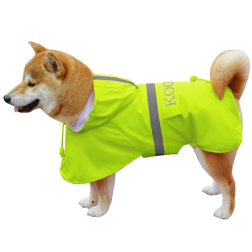 KOOGAL Waterproof Dog Raincoat with Hood Reflective Design with Leash Hole, Adjustable Reflective Jacket,Rain Poncho, Breathable and Lightweight, Suitable for Rainy Day Walking - Sayby’s