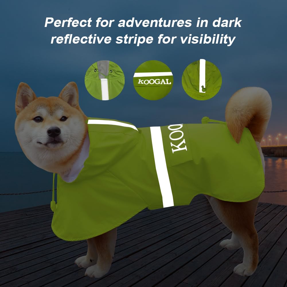 KOOGAL Waterproof Dog Raincoat with Hood Reflective Design with Leash Hole, Adjustable Reflective Jacket,Rain Poncho, Breathable and Lightweight, Suitable for Rainy Day Walking - Sayby’s