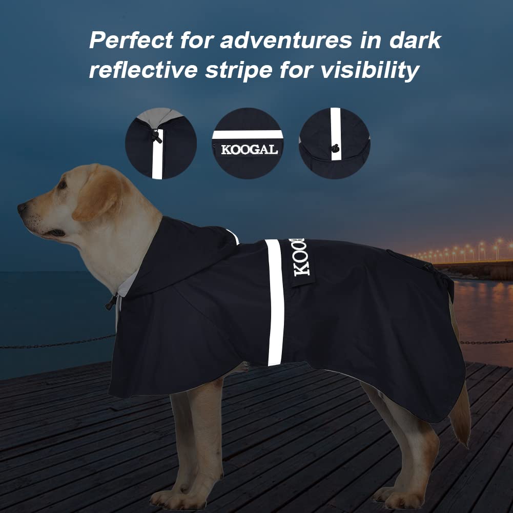 KOOGAL Waterproof Dog Raincoat with Hood Reflective Design with Leash Hole, Adjustable Reflective Jacket,Rain Poncho, Breathable and Lightweight, Suitable for Rainy Day Walking - Sayby’s