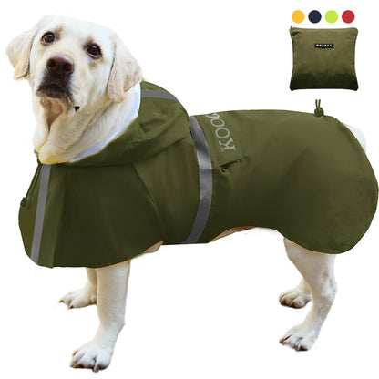 KOOGAL Waterproof Dog Raincoat with Hood Reflective Design with Leash Hole, Adjustable Reflective Jacket,Rain Poncho, Breathable and Lightweight, Suitable for Rainy Day Walking - Sayby’s