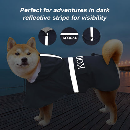 KOOGAL Waterproof Dog Raincoat with Hood Reflective Design with Leash Hole, Adjustable Reflective Jacket,Rain Poncho, Breathable and Lightweight, Suitable for Rainy Day Walking - Sayby’s