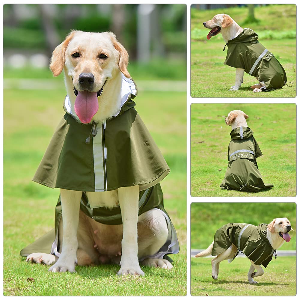 KOOGAL Waterproof Dog Raincoat with Hood Reflective Design with Leash Hole, Adjustable Reflective Jacket,Rain Poncho, Breathable and Lightweight, Suitable for Rainy Day Walking - Sayby’s
