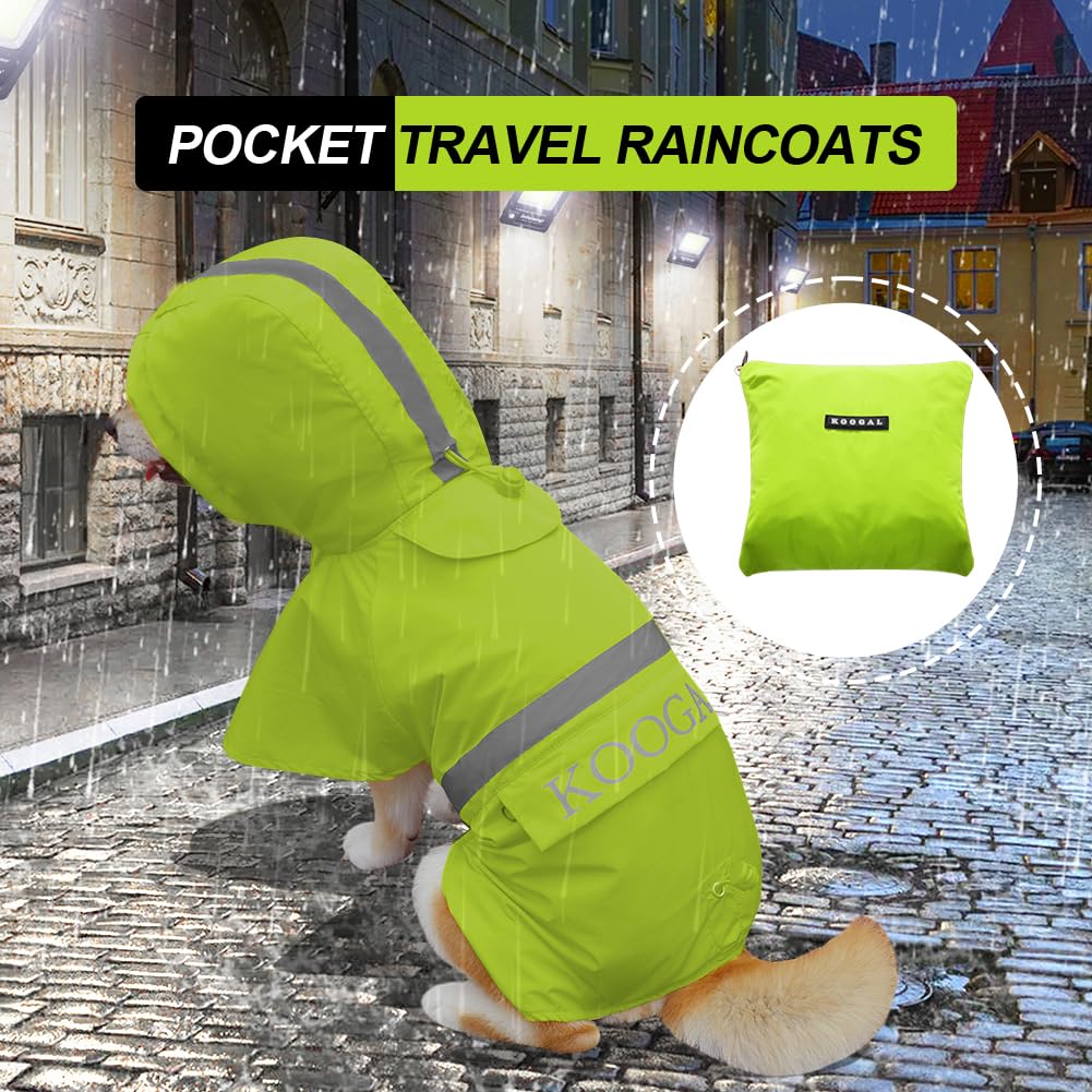 KOOGAL Waterproof Dog Raincoat with Hood Reflective Design with Leash Hole, Adjustable Reflective Jacket,Rain Poncho, Breathable and Lightweight, Suitable for Rainy Day Walking - Sayby’s