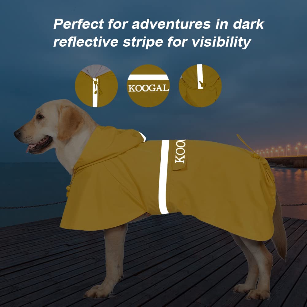 KOOGAL Waterproof Dog Raincoat with Hood Reflective Design with Leash Hole, Adjustable Reflective Jacket,Rain Poncho, Breathable and Lightweight, Suitable for Rainy Day Walking - Sayby’s