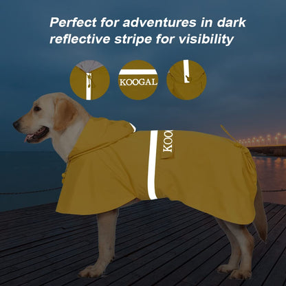 KOOGAL Waterproof Dog Raincoat with Hood Reflective Design with Leash Hole, Adjustable Reflective Jacket,Rain Poncho, Breathable and Lightweight, Suitable for Rainy Day Walking - Sayby’s