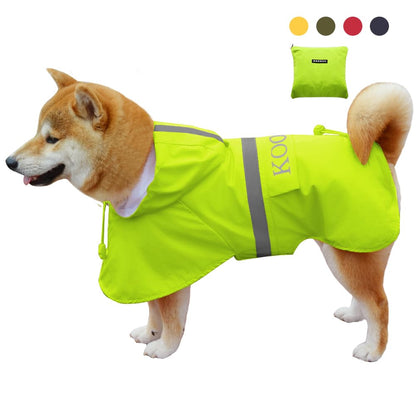 KOOGAL Waterproof Dog Raincoat with Hood Reflective Design with Leash Hole, Adjustable Reflective Jacket,Rain Poncho, Breathable and Lightweight, Suitable for Rainy Day Walking - Sayby’s